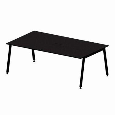 Imagem de Mesa Reunião Escritório 6 Lugares 210x74cm Caixa de Tomadas e Pés Meta