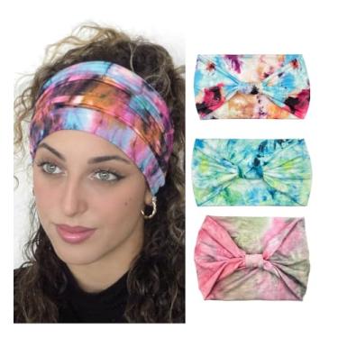 Imagem de Bandanas femininas modernas largas para ioga, treino, diariamente, acessórios de cabelo, pacote com 3