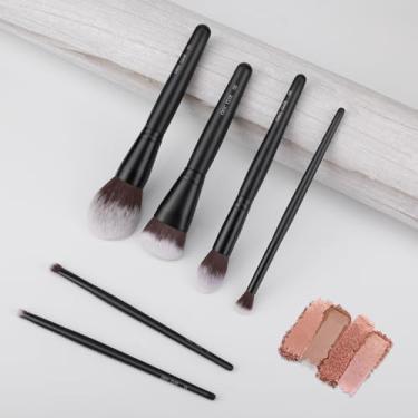 Imagem de Conjunto de pincéis de maquiagem sintéticos premium, 6 peças, para base em pó, contorno, blush, sombra, corretivo, sem crueldade