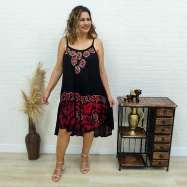 Imagem de Vestido Trapézio Alça Batik Indiano Plus Size Boho 2025 - Sarat Moda I