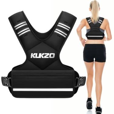 Imagem de KUKZO Colete feminino com peso ajustável masculino, colete de peso de 5,4 a 8,2 kg com 6 pesos de ferro para treinamento de força, corrida, caminhada, treino, fitness, preto