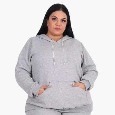 Imagem de Moletom Unissex Flanelado Peluciado Blusa Feminino Masculino Canguru L