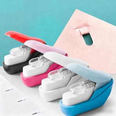 Imagem de Grampeador sem grampeador, capacidade de 4 folhas, encadernação sem grampo, portátil, preto