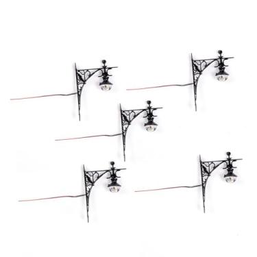Imagem de JunZheHub Conjunto de 5 Peças de Luminárias de Parede em Miniatura, Acessórios para Modelismo, Decoração de Micro Paisagem DIY, Preto, Tamanho real