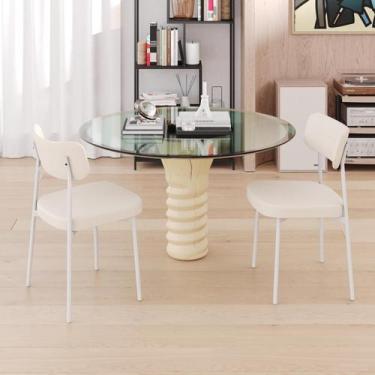 Imagem de 4 Un. Cadeira Fixa Estofada Mynna c/Pés Brancos - Compace