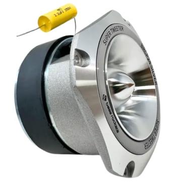 Imagem de Bass Rockers BRCP24 Silver Tweeter Bullet 10.1 cm, 400W Peak/200W RMS, corpo de alumínio fundido de 8 Ohm, alto rendimento (até 110 dB), resposta de frequência de 4kHz-20kHz (prata)