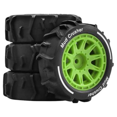 Imagem de TTETTZ Conjunto de 4 Rodas RC de 2,8 X 1 Polegada para Substituição em Pneus de Areia RC 1/14, Peças de Reparo de Instalação Rápida E Profissional, Verde