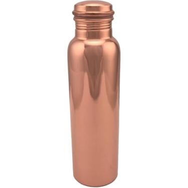 Imagem de Sellinghub21 Garrafa de água de cobre puro, capacidade de 1 litro, design à prova de vazamento, recipiente de hidratação ayurvédica para viagens, para ioga, escritório, academia