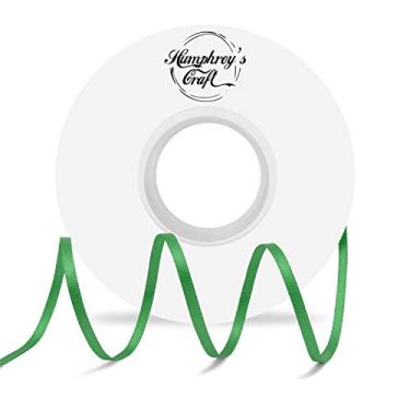 Imagem de Fita de cetim verde samambaia de 0,3 cm dupla face – 90 metros para embrulho de presente, artesanato, buquê de noiva, cerimônia, costura, Natal, casamento, chá de bebê, decoração de Humphrey's Craft