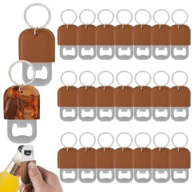 Imagem de Pacote com 24 abridores de garrafas de couro personalizado com chaveiro, capa de couro PU, presente personalizável