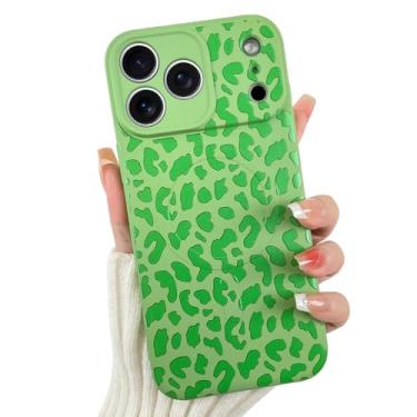 Imagem de OOK Capa magnética para iPhone 17 Pro Max, estampa fofa de leopardo verde de silicone, compatível com MagSafe Cheetah Print Proteção para câmera à prova de choque fina capa de telefone para 6,9