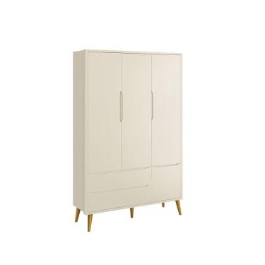 Imagem de Guarda-roupa Retrô 3 Portas Théo New Areia Fosco Com Madeira - Reller