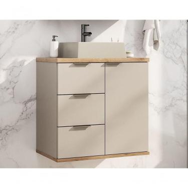 Imagem de Gabinete Com Cuba Aqua 56,7cm Estilare Gab4001 Nude/carvalho