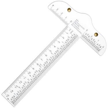 Imagem de Régua quadrada em T de acrílico transparente de 15 cm e régua quadrada métrica em T para artesanato de scrapbooking arte emolduramento