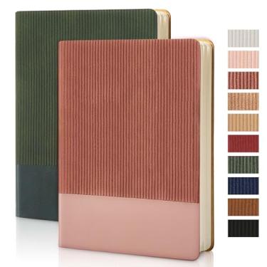 Imagem de Caderno de diário forrado com 216 páginas, capa de couro A5, diário estético, escritório, faculdade, escrita, diário, 108 folhas, papel grosso de 100 g/m², 14,7 x 21 cm