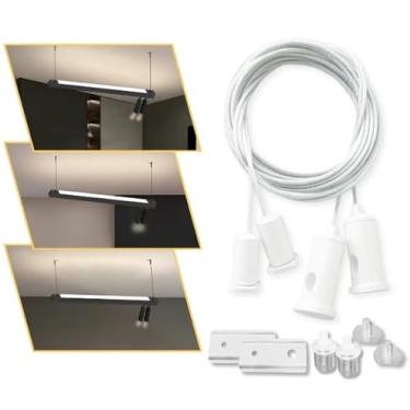Imagem de Kit Suspensão Para Perfil De Led Pendente Cabo De Aço 2m Branco