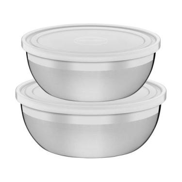 Imagem de Jogo de Potes de Inox Tramontina com Tampa Redondo Freezinox 2 Peças, 