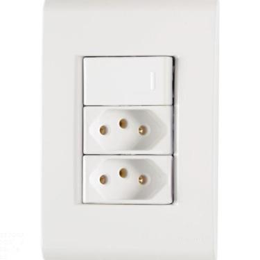 Imagem de Conjunto 4x2 com 1 Interruptor Simples 10 A 250 V e 2 Tomadas 2P+T 10 