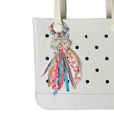 Imagem de Lindo pingente de borla para bolsa Bogg acessórios mochila bolsa bolsa de borracha acessórios para meninas adolescentes meninos mulheres, Medium, Algodão Acrílico