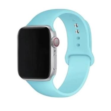 Imagem de Pulseira de silicone macio para relógio inteligente smartwatch 42–49 mm – resistente à água, esportiva e ajustável (sem relógio) - (Azul bebe 42-49mm)