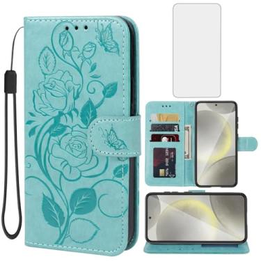 Imagem de Vavies Capa para Galaxy S25, capa carteira para Samsung S 25 5G com protetor de tela de vidro temperado, flor de couro flip suporte para cartão de crédito capa para celular para Samsung Galaxy S25