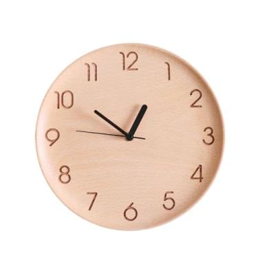 Imagem de Relógio de parede Relógio de parede madeira silencioso para casa, 25 cm (10 polegadas), alimentado por bateria, fácil combinar para decoração de casa