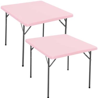Imagem de Pacote com 2 toalhas de mesa quadradas de 91 x 91 cm, para mesa de cartão, elástica, impermeável, elástica, lavável, toalha de mesa de piquenique, dobrável, toalha de mesa de elastano para acampamento