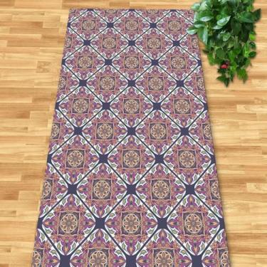 Imagem de HGTRH Tapete longo corredor bege antiderrapante lavável na máquina de lavar tapete cozinha sala de jantar quarto tapetes moderno flor cabelo curto tapete B 120 x 200 cm