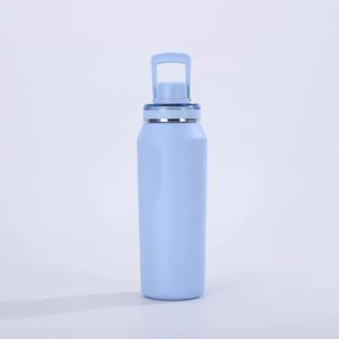 Imagem de Garrafa Térmica Inox Premium 550ml ou 750ml - Tampa Antivazamento 100%, Bico Rosqueável, Mantém Bebidas Quentes e Frias - Ideal para Academia, Trabalho e Dia a Dia(Azul Bebe,500ML)