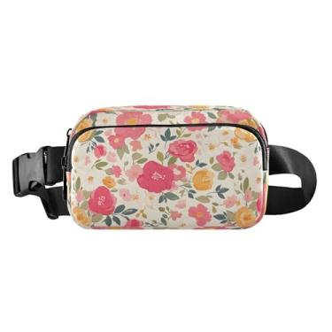 Imagem de CEBUGI Pochetes de caminhada para homens e mulheres, estampa de flores, moderna, resistente à água, com cinto ajustável para treino, viagem, corrida