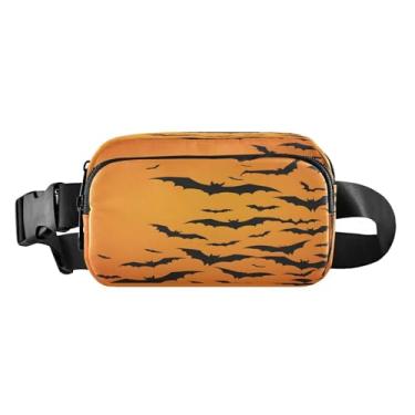 Imagem de CEBUGI Mini pochetes de caminhada para homens e mulheres, morcegos de Halloween, modernas, resistentes à água, com cinto ajustável para treino, viagem, corrida