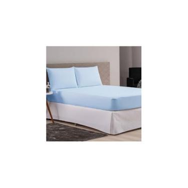 Imagem de Capa para Colchão Solteiro com Elástico, Anti Ácaro, Azul, 100% Polipropileno, 88x188x18cm, 150g