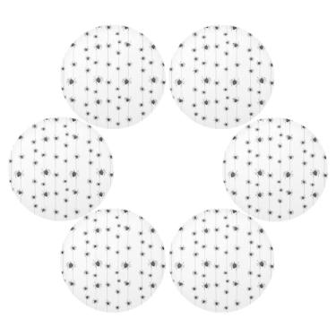 Imagem de Wassud Jogo americano conjunto de 6 tapetes de mesa redondos aranhas pretas para cozinha e jantar tapetes laváveis resistentes ao calor decoração de mesa 39 cm