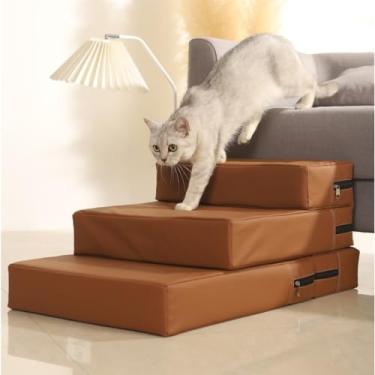 Imagem de Degrau Dobrável De 3 Níveis Para Cães De Pequeno Porte, Rampa Impermeável E Antiderrapante Para Animais De Estimação Degrau Resistente A Arranhões Para Subir E Treinar Filhotes E Gatos