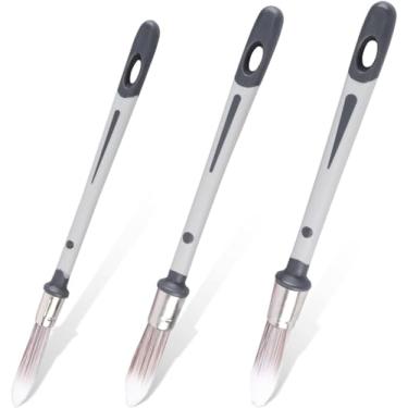 Imagem de 3 pincéis de pintura para paredes, pincéis pequenos de 0,45/0,6/1,8 cm, ferramentas de pintura para acabamento de parede, ideal para rodapés, cantos de parede, pincel e retoque