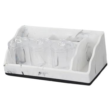 Imagem de YWJLQH Organizador de para banheiro, porta-escovas de dente, em resina, multifuncional, e prático para uso doméstico, com orifícios de, Branco