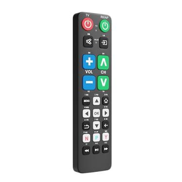 Imagem de Controle remoto de TV com botão grande para todas as TVs, controle remoto universal de TV, simplificado e fácil de usar, para Samsung, LG, Roku, Apple (2 pilhas AAA não incluídas)