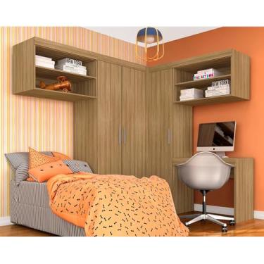 Imagem de Guarda Roupa Modulado Com Escrivaninha Luzia Boreal - Móveis Arapongas Boreal