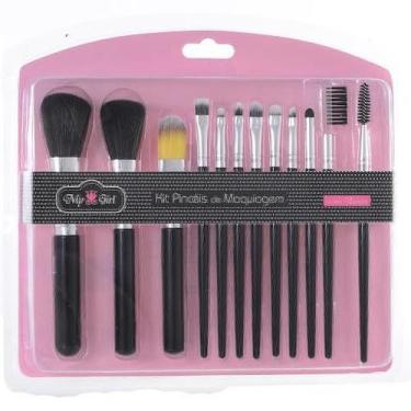 Imagem de Kit Pinceis De Maquiagem 12 Peças - My Girl Preto