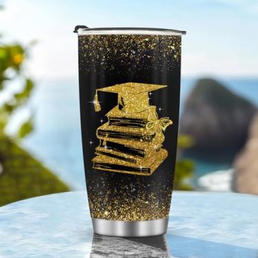 Imagem de Copos isolados Caneca Copo Aniversário Ano Sênior Formatura Temporada Presentes de Natal para colegas de classe Quartos Estudantes Professores Meninos Meninas Homens Mulheres Filha Alça Fria Gelado