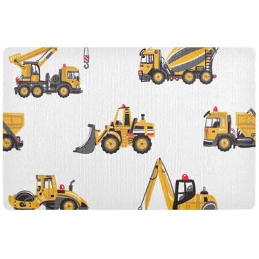 Imagem de TSENQUE Retroescavadeira personalizada de trator de desenho animado tapete de porta da frente tapete de entrada interna com suporte de borracha lavável 81 cm x 50 cm