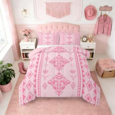 Imagem de Erosebridal Jogo de cama damasco ocidental para mulheres, boêmio asteca, conjunto de edredom solteiro, enchimento de edredom exótico nativo americano para quarto de meninas, adolescentes e adultos
