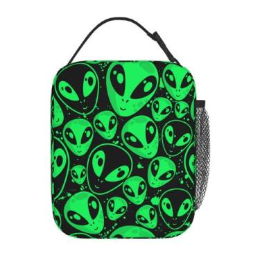 Imagem de Lonchera Aislada Gianlaima Vestido Alienígena Verde con Cara de Aliení