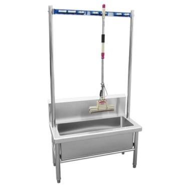 Imagem de Esfregão de aço inoxidável, bacia de serviço, banheira utilitária, balde de esfregão de lavanderia, pia de esfregão de piso comercial, para lavanderia, garagem, porão, jardim (90 cm/35,4 pol.)