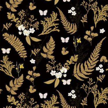 Imagem de Vinjiasin Papel de parede luxuoso preto dourado descascar e colar floral e borboleta decoração de parede papel de parede autoadesivo removível para sala de estar, quarto, parede de destaque, banheiro