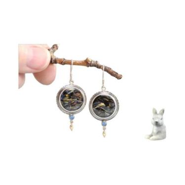 Imagem de Pedra turquesa assimetria oscila brincos para mulheres, jóias ciganas 