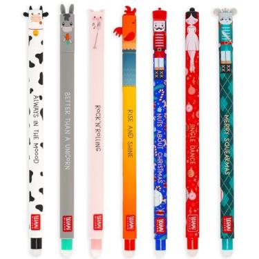 Imagem de LEGAMI Conjunto de 7 canetas de gel de fazenda e quebra-nozes, canetas com tinta termossensível apagável, variedade de cores de tinta, apague sem usar o papel, ponta de 0,7 mm