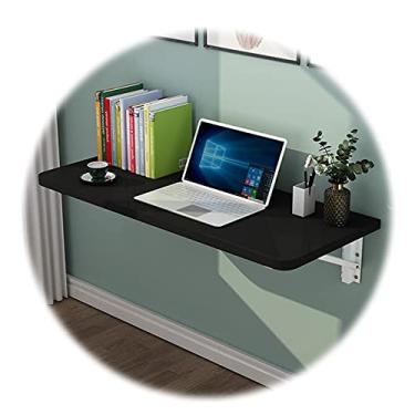 Imagem de Mesa de parede pequena dobrável mesa de cozinha montada na parede prateleira de armazenamento resistente dobrável de 90° para uso doméstico, escritório, dormitório, economia de espaço (cor: preto