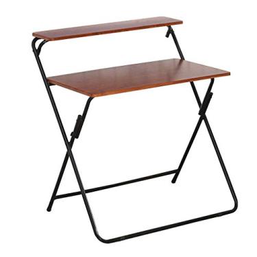 Imagem de Mesa de computador, mesa dobrável, moderna e simples, mesa de estudo, armazenamento duplo, para casa, espaço pequeno, sem necessidade de montagem, 80 x 50 cm. (C)