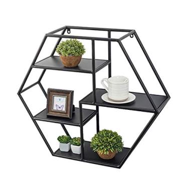 Imagem de Prateleira de parede decoração de parede suporte de exibição ângulo preto prateleiras flutuantes prateleira de parede pendurada arte de ferro partição de uma palavra flor suporte fundo (tamanho: M